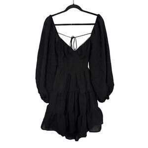 Princess Polly Black Dress Balloon Sleeve Goth Whimsigoth Fairy